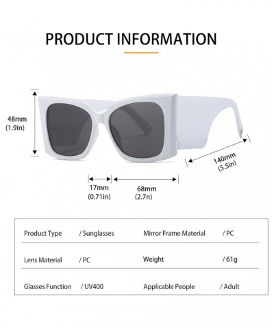 Cat Eye Sunglasses for Women Men Large UV400 Sunglasses AM002 White/Grey $6.88 Cat Eye