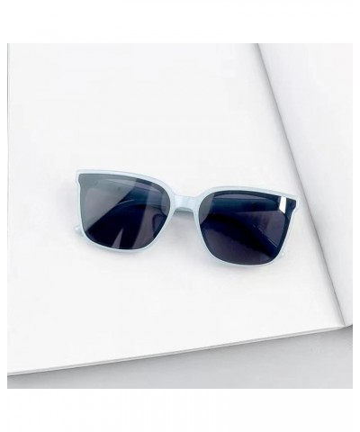 Fashionable Sunglasses For Women, Couple Sunglasses, Square Retro, Large Frame Slimming Glasses Blue Frame Gray Film $12.50 S...