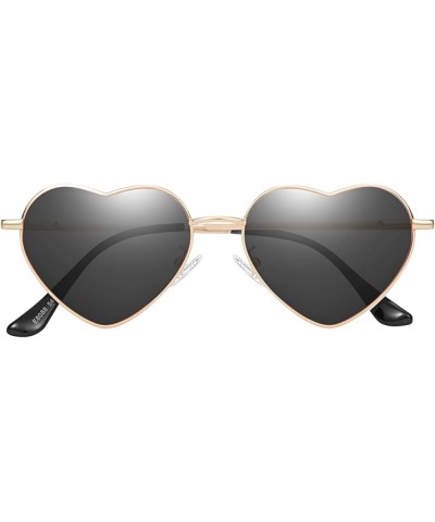 Polarized Heart Sunglasses For Womens Love Heart Shaped Sun Glasses Metal Frame Uv Protection A4 Gold Frame Black Lens $9.53 ...