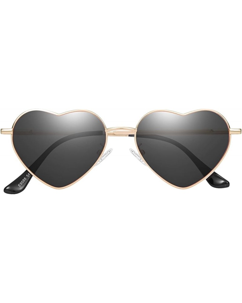 Polarized Heart Sunglasses For Womens Love Heart Shaped Sun Glasses Metal Frame Uv Protection A4 Gold Frame Black Lens $9.53 ...