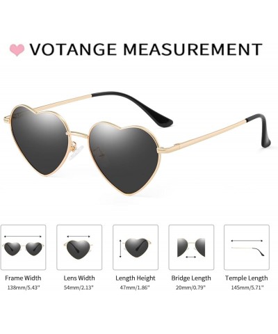 Polarized Heart Sunglasses For Womens Love Heart Shaped Sun Glasses Metal Frame Uv Protection A4 Gold Frame Black Lens $9.53 ...