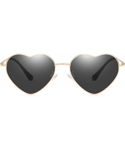 Polarized Heart Sunglasses For Womens Love Heart Shaped Sun Glasses Metal Frame Uv Protection A4 Gold Frame Black Lens $9.53 ...