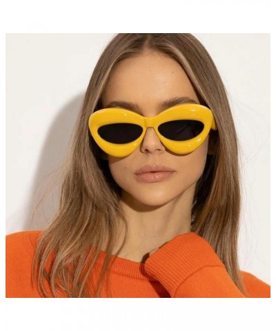 Lip Y2k Sunglasses For Women Unique Design Candy Color Cat Eye Sun Glasses Female Halloween Party Glasses Black $9.48 Designer