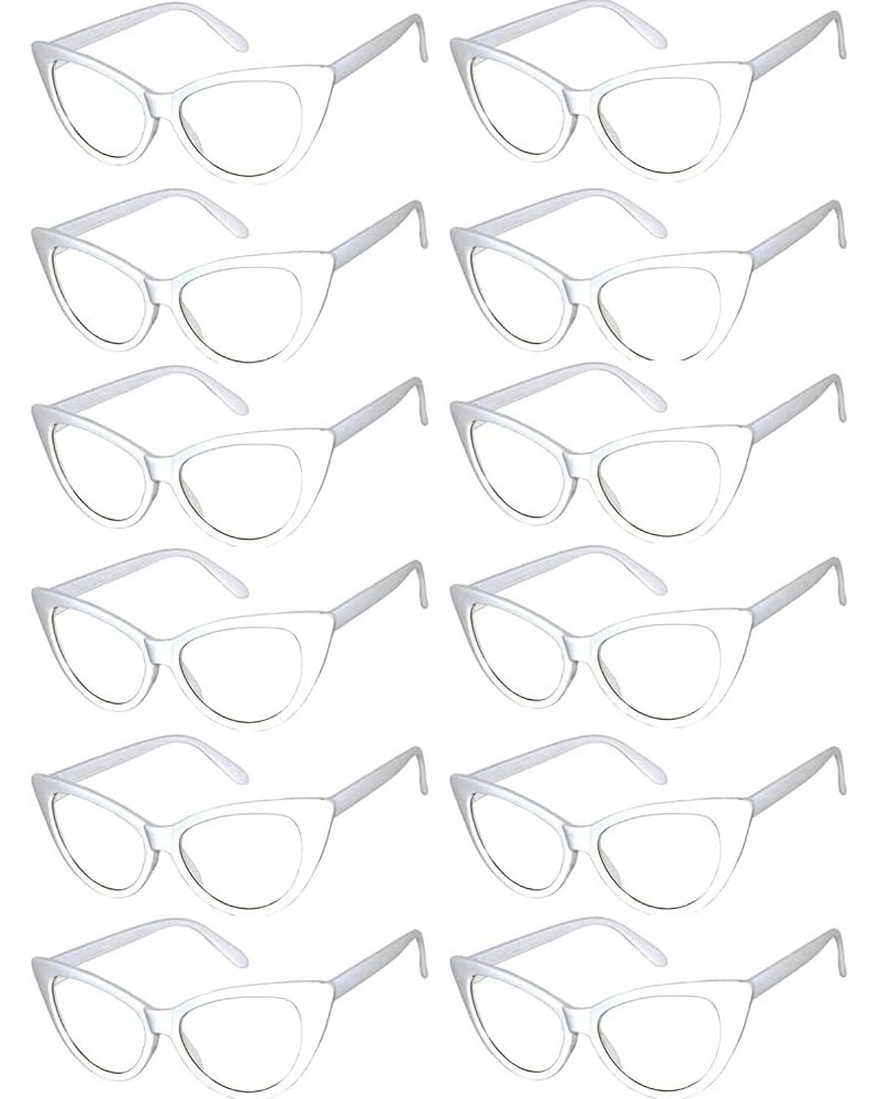 Retro Women's Cat Eye Vintage Sunglasses Smoke Lens 12 PCS Wholesale Clear Lens / White $18.59 Cat Eye