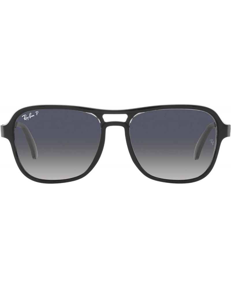 Rb4356 State Side Square Sunglasses Black Transparent Black/Polarized Blue Gradient $41.20 Square