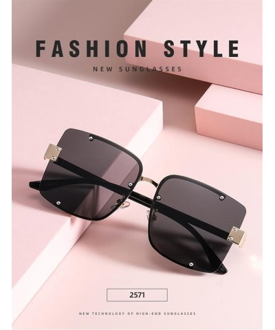 Big Frame Street Shooting Frameless Sunglasses for Men and Women (Color : C, Size : Medium) Medium E $14.46 Designer