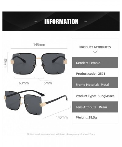 Big Frame Street Shooting Frameless Sunglasses for Men and Women (Color : C, Size : Medium) Medium E $14.46 Designer