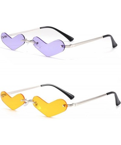 Fun Heart Shaped Sunglasses for Women Vintage Fashion Small Cute Love Candy Lens Sun Glasses Party Halloween Sunglasses 2pcs-...