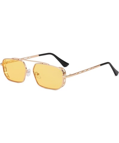 Metal Square Large Frame Men And Women Sunglasses Hip-hop Prom Party Commuter Trend UV400 Sunglasses Gift F $15.10 Designer