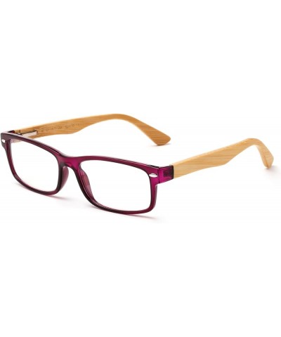 Clear Lens Glasses Frame Rectangle Frame Non Prescription Fake Glasses Magenta Bamboo $8.39 Rectangular