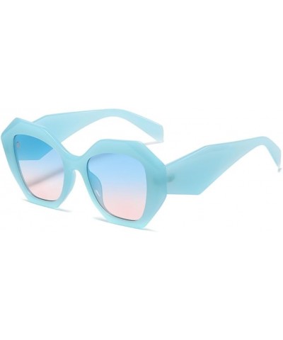 Irregular Frame Ladies Retro Large Frame Camping or Traveling White Sun Glasses UV400 Blue $24.75 Rectangular