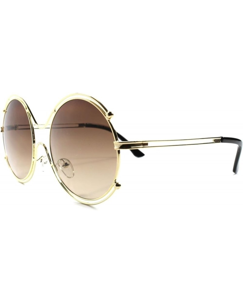 Elegant Celebrity Fashion Frame Womens Designer Oversized Round Sunglasses Gold $9.35 Round