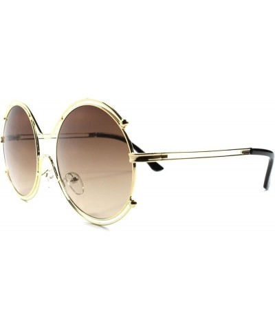 Elegant Celebrity Fashion Frame Womens Designer Oversized Round Sunglasses Gold $9.35 Round