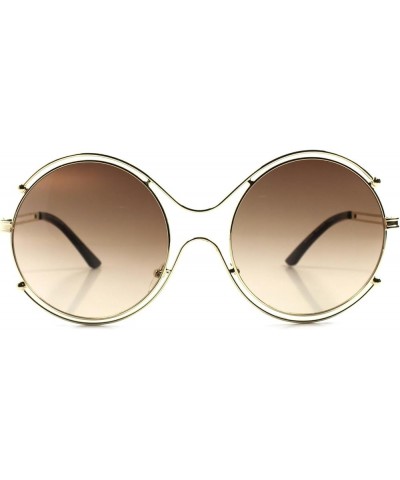 Elegant Celebrity Fashion Frame Womens Designer Oversized Round Sunglasses Gold $9.35 Round