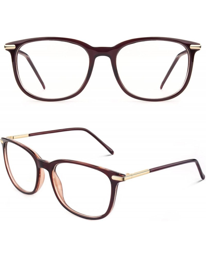 Happy Store CN79 High Fashion Metal Temple Horn Rimmed Clear Lens Eye Glasses Brown Transparent $8.09 Oval