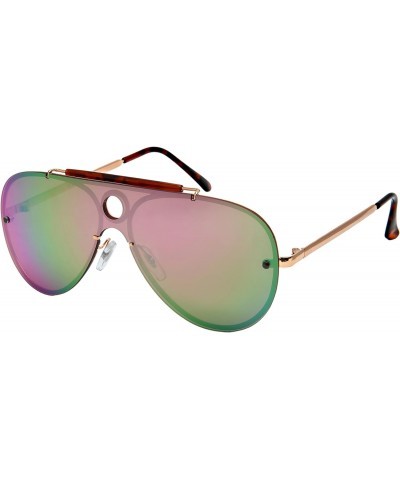 Edge I-Wear Oversize Aviator Bold Design Sunnies w/One-Piece Flat Mirrored Lens 5126-FLREV-2(RG.pkrev) $8.47 Oversized