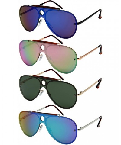 Edge I-Wear Oversize Aviator Bold Design Sunnies w/One-Piece Flat Mirrored Lens 5126-FLREV-2(RG.pkrev) $8.47 Oversized