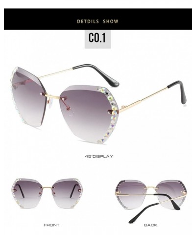 Frameless Women with Diamond Sunglasses Street Photography Outdoor Vacation Beach (Color : D, Size : Medium) Medium B $18.51 ...