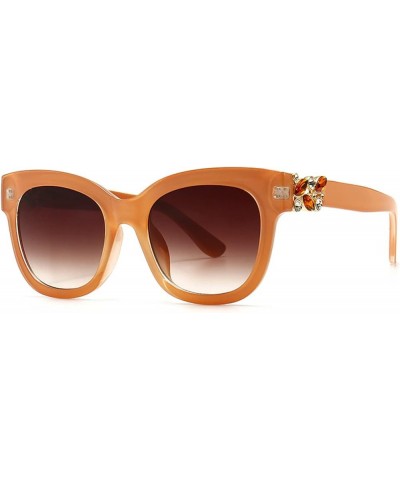 mincl/Retro Oversized Rhinestone Bling Sunglasses for Women Square Diamond Ladies Eyewear Orange $10.41 Square