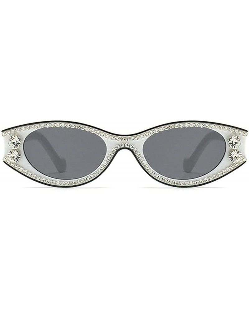 Rhinestone Round Sunglasses Women 2023 Fashion Crystal Diamond Oval Party jewelry Punk hip hop Sun Glasses White $9.24 Oval