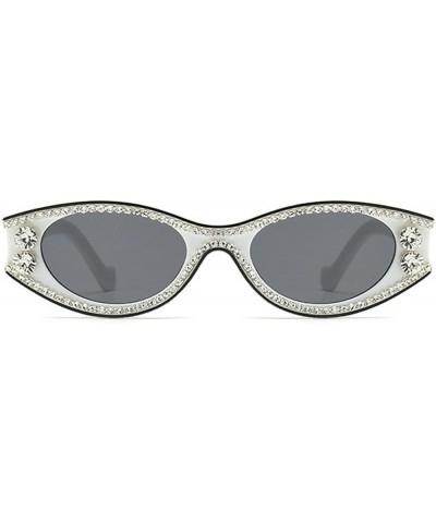 Rhinestone Round Sunglasses Women 2023 Fashion Crystal Diamond Oval Party jewelry Punk hip hop Sun Glasses White $9.24 Oval