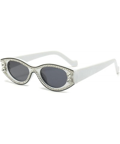 Rhinestone Round Sunglasses Women 2023 Fashion Crystal Diamond Oval Party jewelry Punk hip hop Sun Glasses White $9.24 Oval