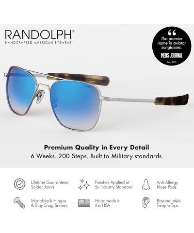 Mens or Womens Aviator Sunglasses, Matte Chrome, Classic, Polarized and Non-Polarized with UV Protection by Randolph USA Matt...