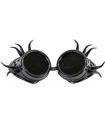 Black Goggles Black Horn Spike Cosplay Aviator Steampunk Gothic Burning Man $12.09 Aviator