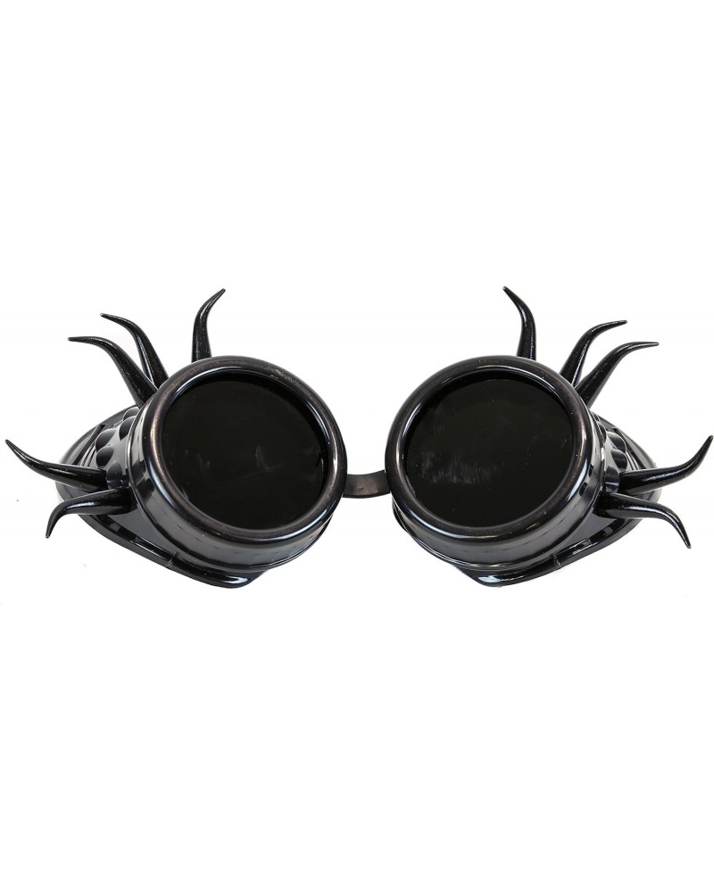 Black Goggles Black Horn Spike Cosplay Aviator Steampunk Gothic Burning Man $12.09 Aviator