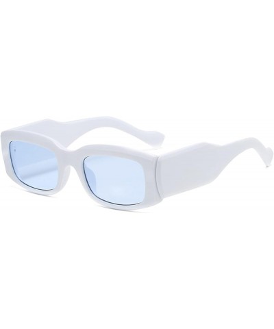 Rectangle Sunglasses for Women Retro Trendy Men Driving Sunglasses Square Frame UV Protection Pink Blue Glasses White&blue $9...