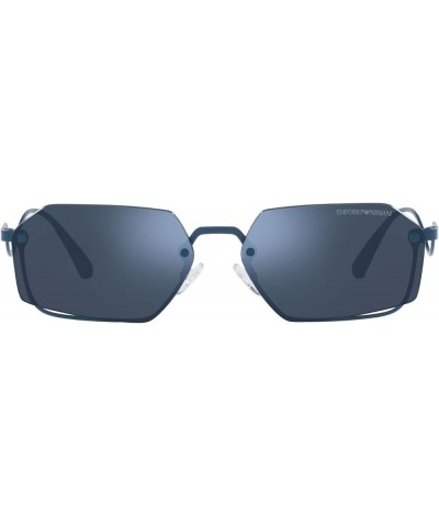 Women's Ea2136 Rectangular Sunglasses Matte Blue/Blue Mirrored Blue $24.48 Rectangular