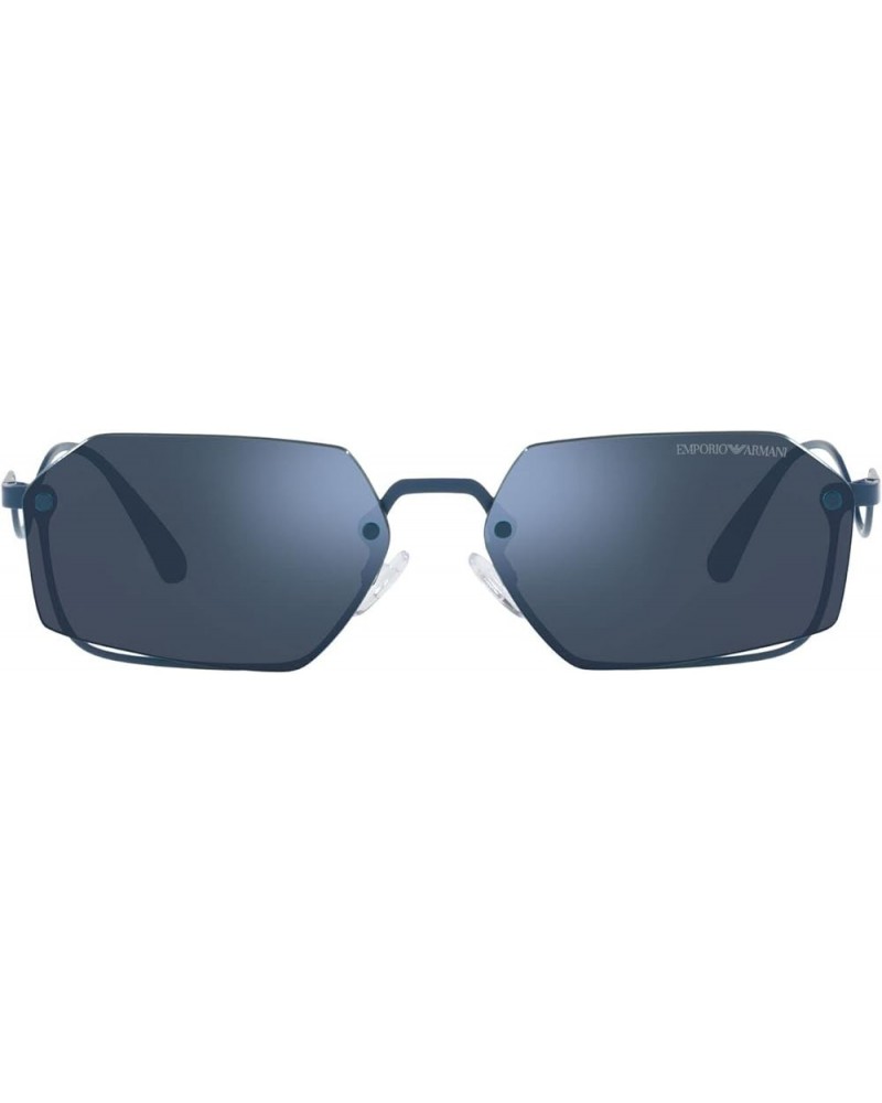 Women's Ea2136 Rectangular Sunglasses Matte Blue/Blue Mirrored Blue $24.48 Rectangular