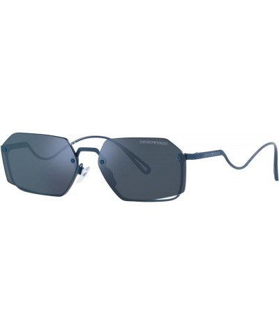 Women's Ea2136 Rectangular Sunglasses Matte Blue/Blue Mirrored Blue $24.48 Rectangular