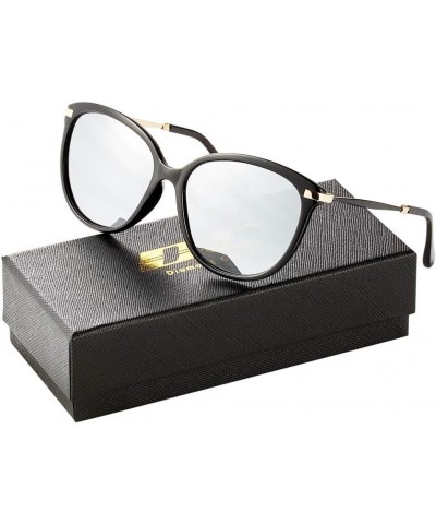 Classic Round Polarized Sunglasses Vintage Mirrored Glasses For Women Black Frame/Silver Polarized Mirrored Lens Silver $7.83...