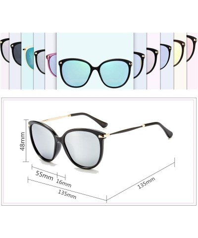 Classic Round Polarized Sunglasses Vintage Mirrored Glasses For Women Black Frame/Silver Polarized Mirrored Lens Silver $7.83...