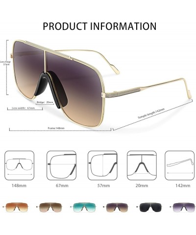 Retro Oversized Square Sunglasses for Women Men Vintage Large Metal Shades Classic Sunnies BP3382 Gold/Gradient Grey Brown $9...