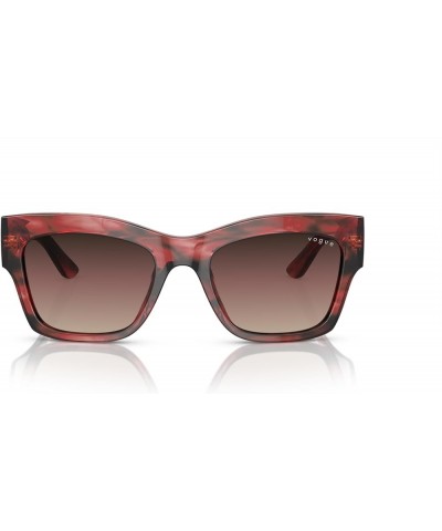 Women's Vo5524sf Low Bridge Fit Square Sunglasses Red Havana/Gradient Brown/Purple/Black $48.23 Square