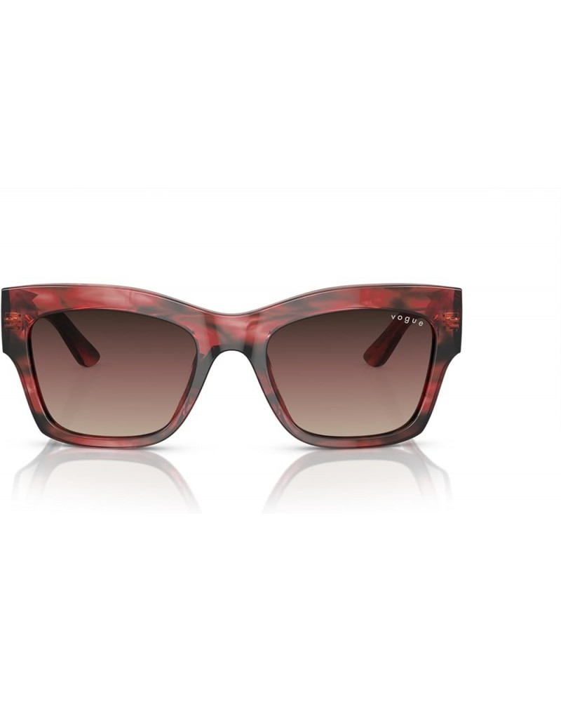 Women's Vo5524sf Low Bridge Fit Square Sunglasses Red Havana/Gradient Brown/Purple/Black $48.23 Square