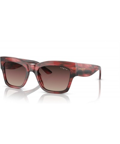 Women's Vo5524sf Low Bridge Fit Square Sunglasses Red Havana/Gradient Brown/Purple/Black $48.23 Square