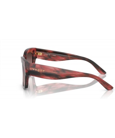 Women's Vo5524sf Low Bridge Fit Square Sunglasses Red Havana/Gradient Brown/Purple/Black $48.23 Square