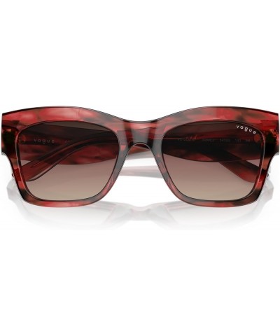 Women's Vo5524sf Low Bridge Fit Square Sunglasses Red Havana/Gradient Brown/Purple/Black $48.23 Square