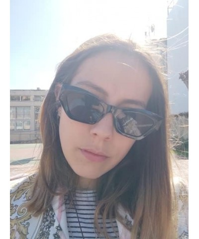 Retro Small Cat Eye Sunglasses for Women Vintage Trendy Cateye Sun Glasses Narrow Plastic Frame B2326 001 Black Frame/Gray Le...