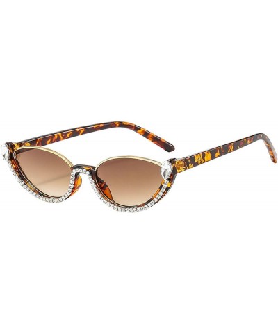 Rhinestone Cat Sunglasses Women Small Diamond Female Eyewear Vintage Sunglasses Men Shades UV400 Leopard $9.87 Designer