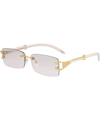 Flawless - Mens Fashion Gold Stylish Glasses Clear Lens Rectangular Retro Rimless Tinted Sunglasses for Women Marble/Clear an...