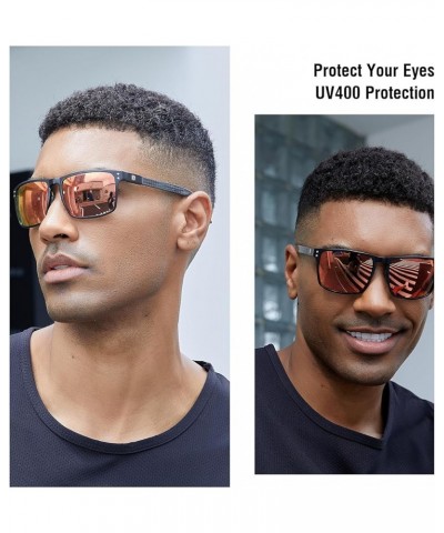 Sunglasses Men Retro Square Polarized UV Protection Carbon Fiber Sun Glasses for Fishing DC8208 Black Frame Revo Red Lens $21...