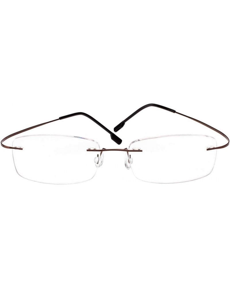 Memory Titanium Frameless Lightweight Reading Glasses Hingeless Flexibled Frames for Mens Womens Brown $10.17 Rimless