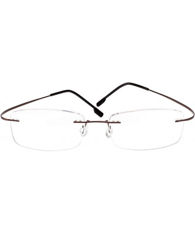 Memory Titanium Frameless Lightweight Reading Glasses Hingeless Flexibled Frames for Mens Womens Brown $10.17 Rimless