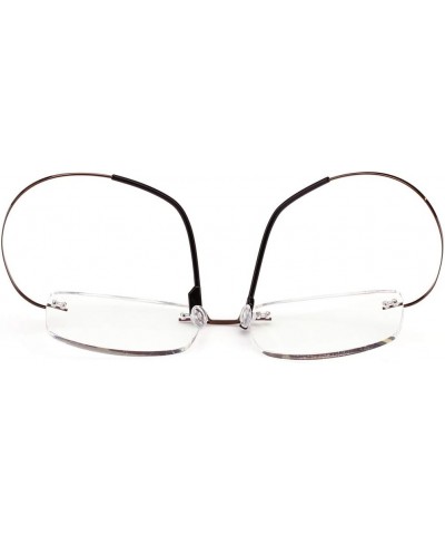 Memory Titanium Frameless Lightweight Reading Glasses Hingeless Flexibled Frames for Mens Womens Brown $10.17 Rimless