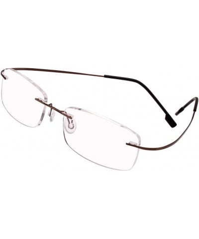 Memory Titanium Frameless Lightweight Reading Glasses Hingeless Flexibled Frames for Mens Womens Brown $10.17 Rimless