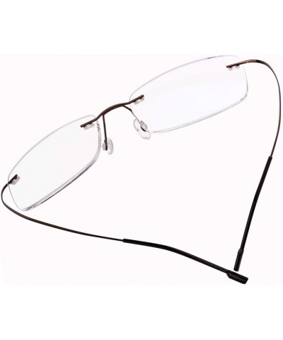 Memory Titanium Frameless Lightweight Reading Glasses Hingeless Flexibled Frames for Mens Womens Brown $10.17 Rimless